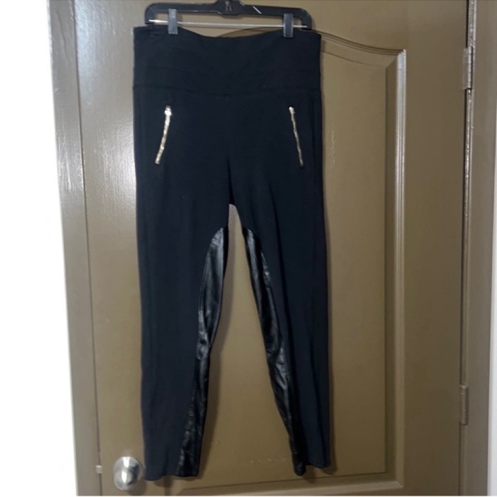 Bebe Black Leggings with Zipper Details
